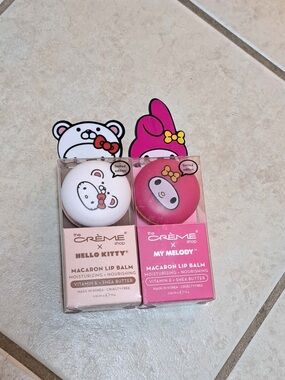 The Crème Shop x Sanrio Hello Kitty and My Melody Macaron Lip Balm Set